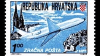 Primjerak poštanske marke „Zračna pošta Zagreb – Dubrovnik“.